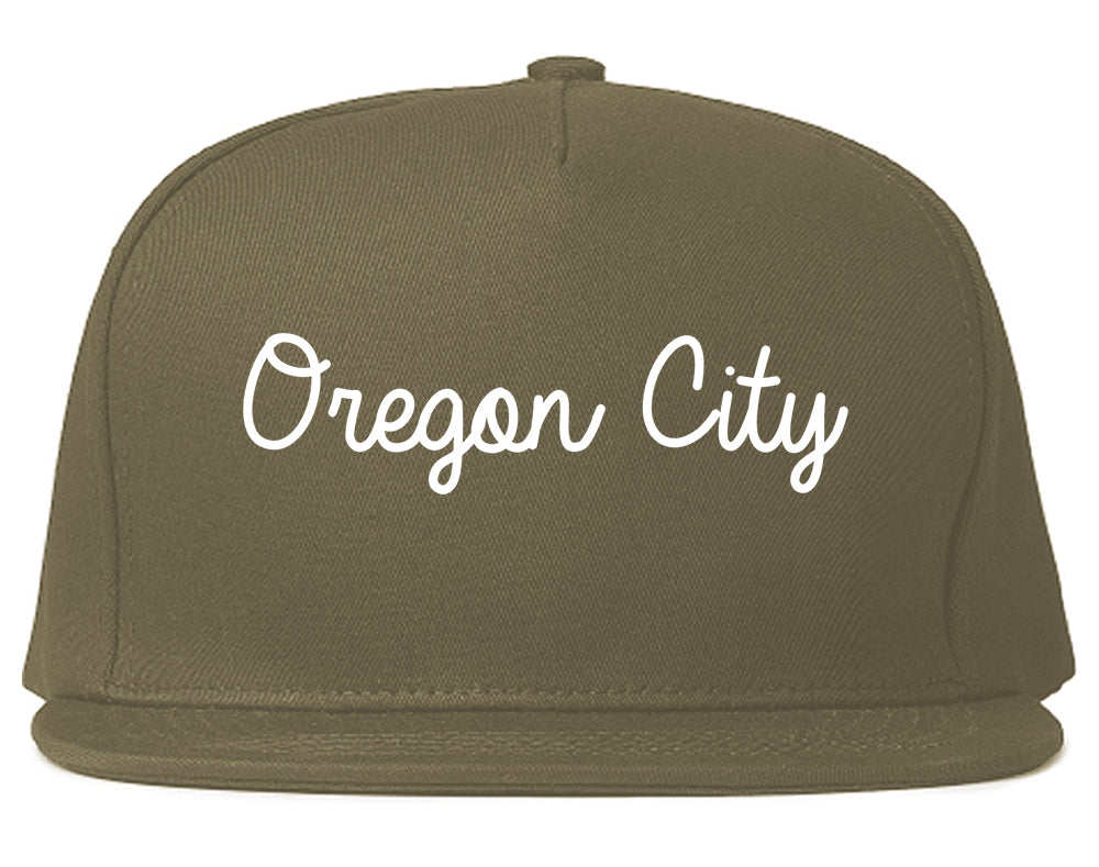 Oregon City Oregon OR Script Mens Snapback Hat Grey