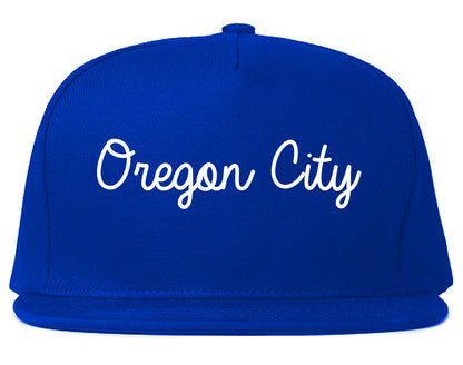 Oregon City Oregon OR Script Mens Snapback Hat Royal Blue
