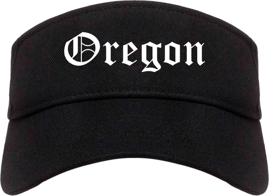 Oregon Ohio OH Old English Mens Visor Cap Hat Black