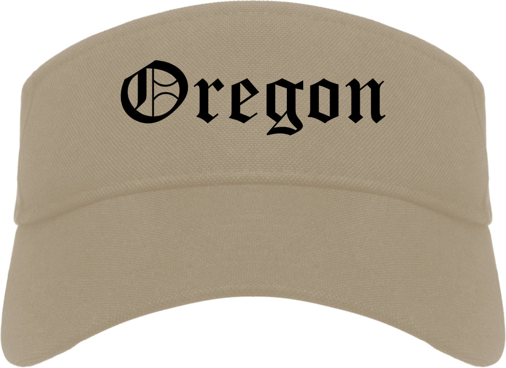 Oregon Ohio OH Old English Mens Visor Cap Hat Khaki