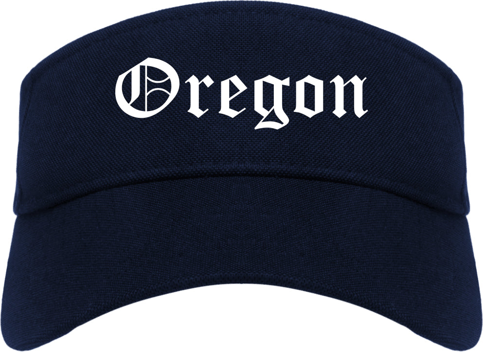 Oregon Ohio OH Old English Mens Visor Cap Hat Navy Blue