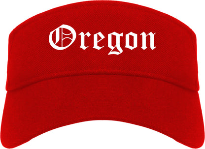 Oregon Ohio OH Old English Mens Visor Cap Hat Red