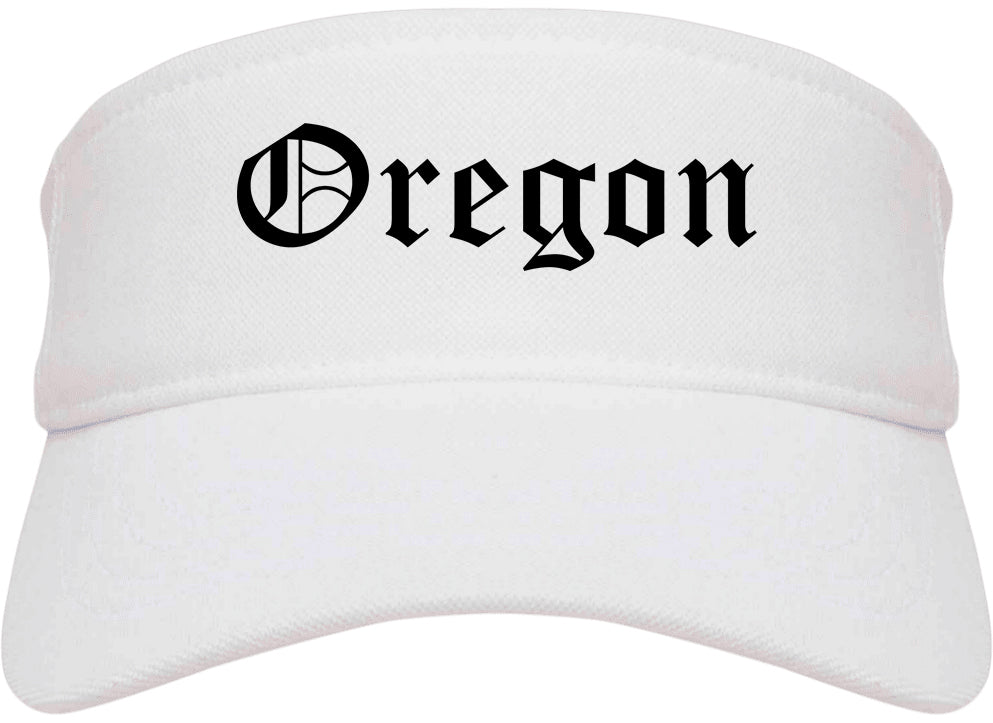 Oregon Ohio OH Old English Mens Visor Cap Hat White