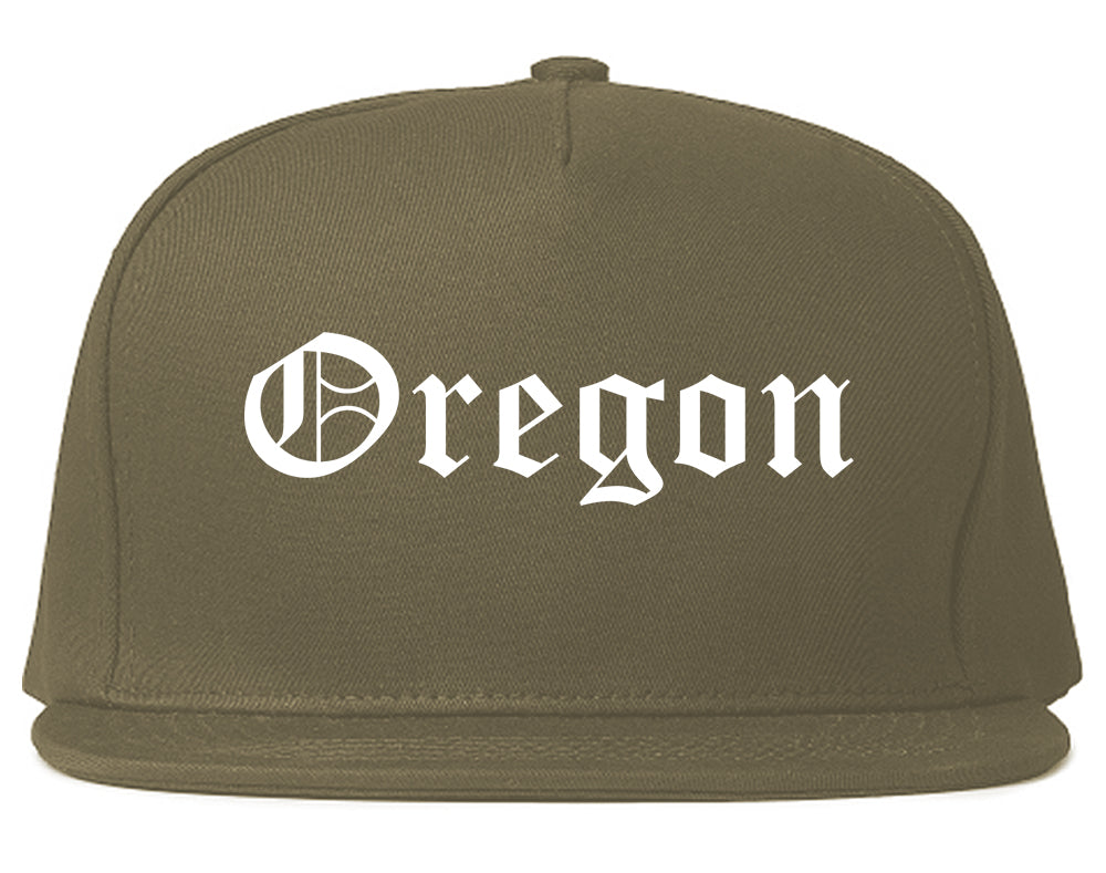 Oregon Wisconsin WI Old English Mens Snapback Hat Grey