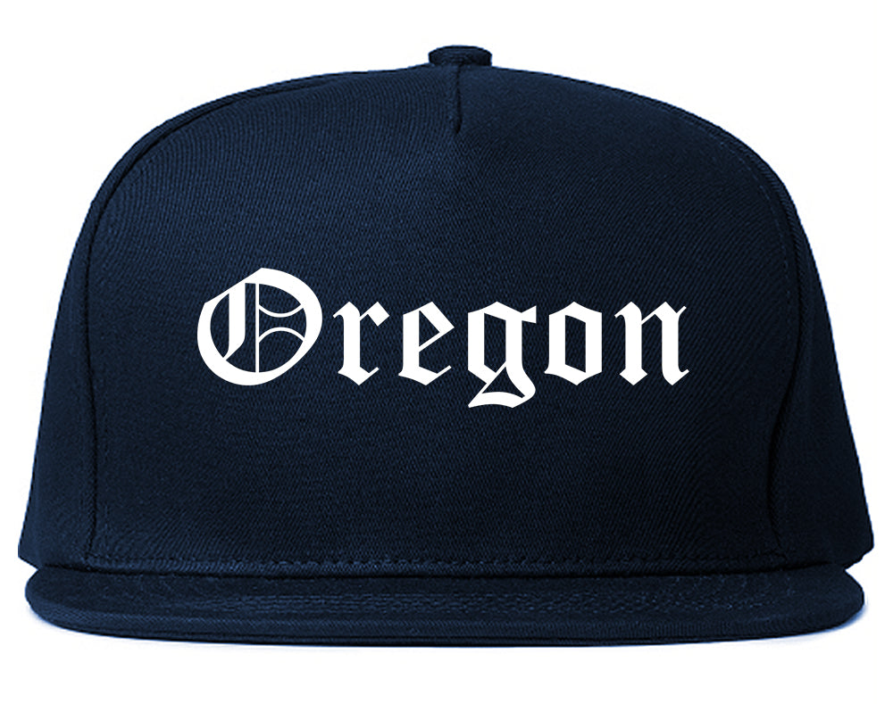 Oregon Wisconsin WI Old English Mens Snapback Hat Navy Blue