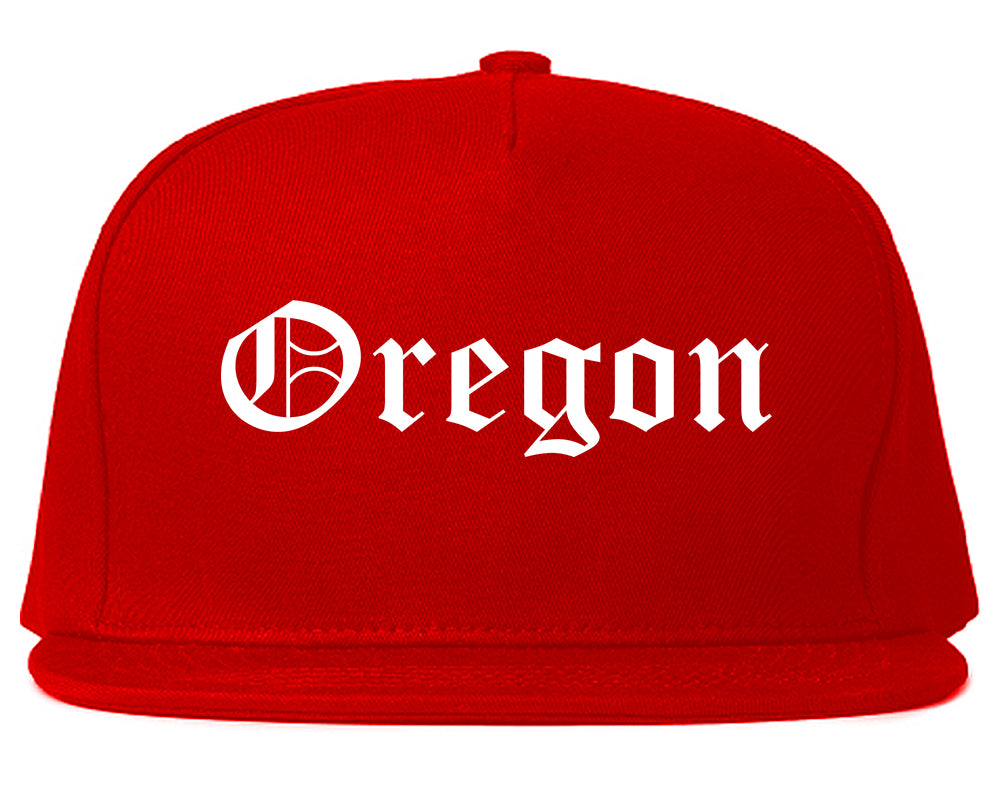 Oregon Wisconsin WI Old English Mens Snapback Hat Red