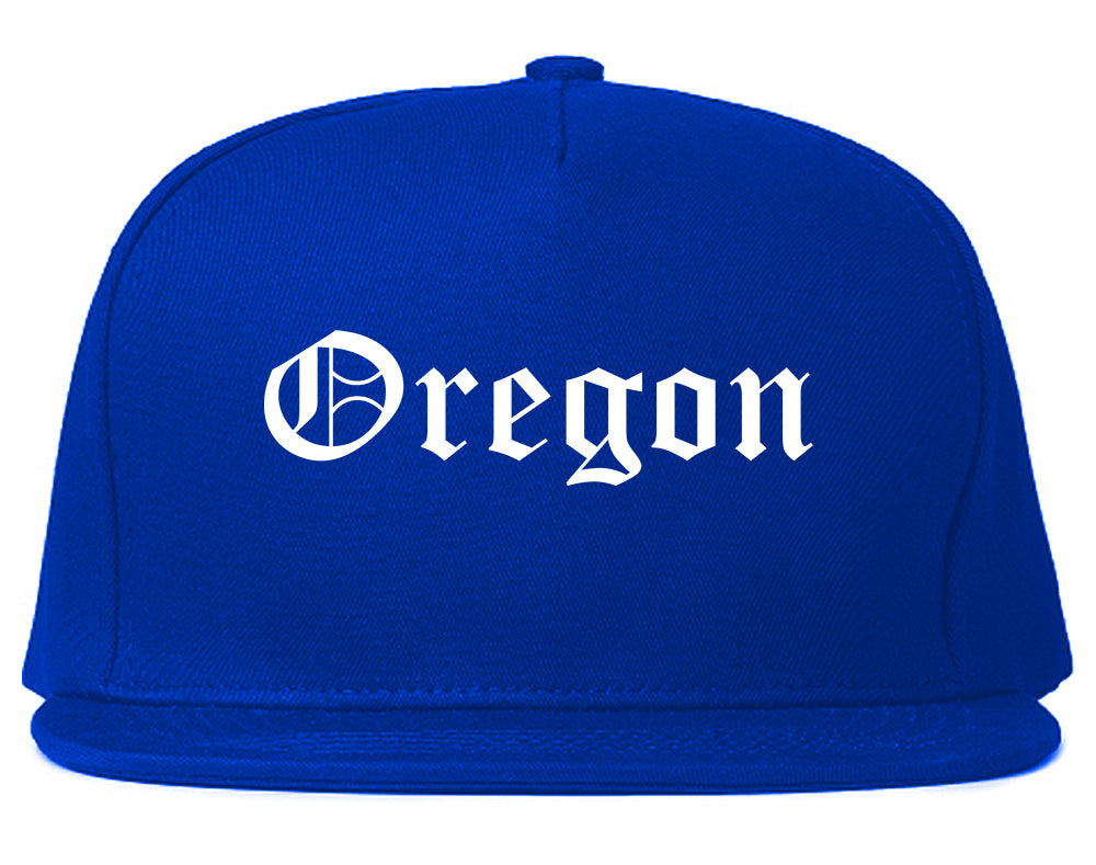 Oregon Wisconsin WI Old English Mens Snapback Hat Royal Blue