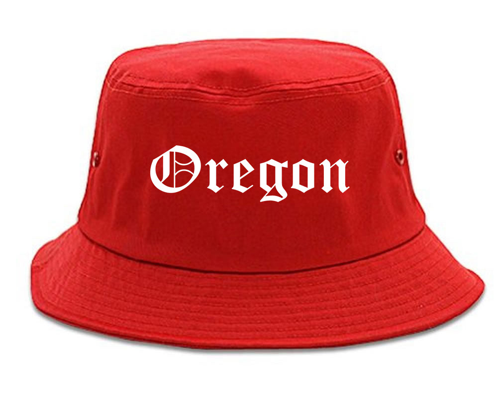 Oregon Wisconsin WI Old English Mens Bucket Hat Red