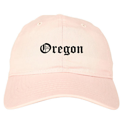 Oregon Wisconsin WI Old English Mens Dad Hat Baseball Cap Pink