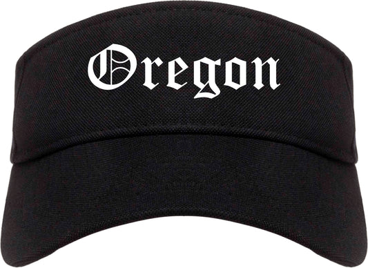 Oregon Wisconsin WI Old English Mens Visor Cap Hat Black