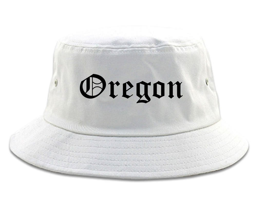 Oregon Wisconsin WI Old English Mens Bucket Hat White