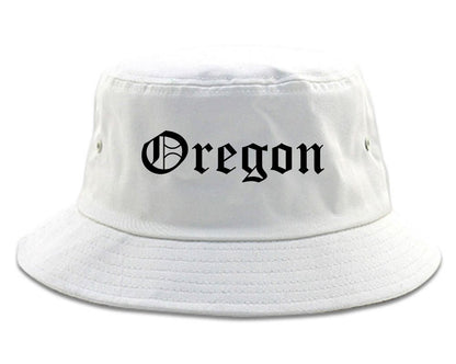Oregon Wisconsin WI Old English Mens Bucket Hat White