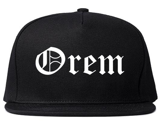 Orem Utah UT Old English Mens Snapback Hat Black