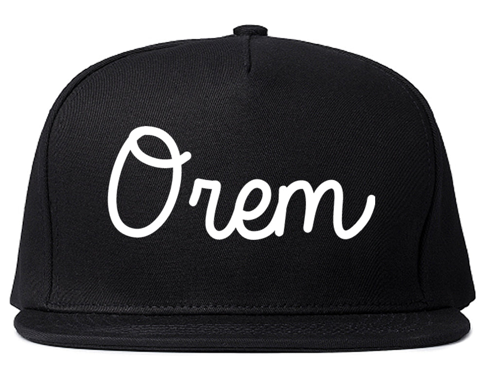 Orem Utah UT Script Mens Snapback Hat Black