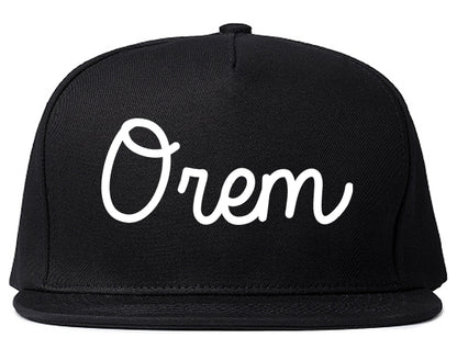 Orem Utah UT Script Mens Snapback Hat Black