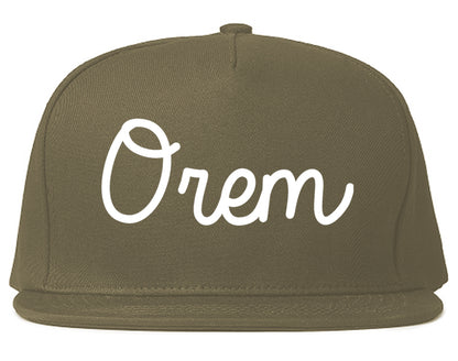 Orem Utah UT Script Mens Snapback Hat Grey