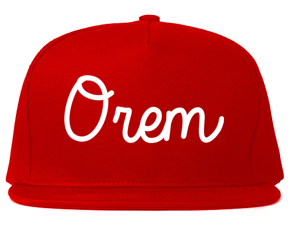 Orem Utah UT Script Mens Snapback Hat Red