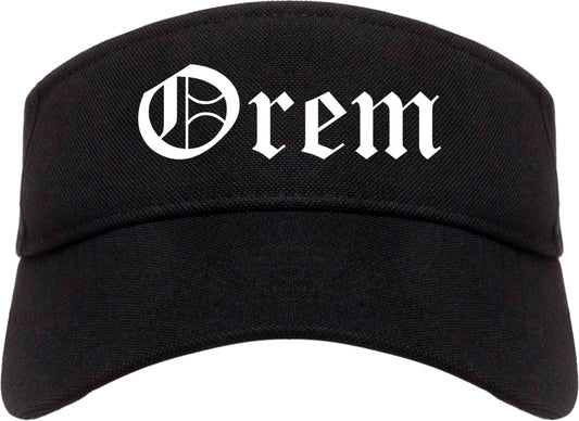 Orem Utah UT Old English Mens Visor Cap Hat Black