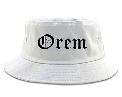 Orem Utah UT Old English Mens Bucket Hat White