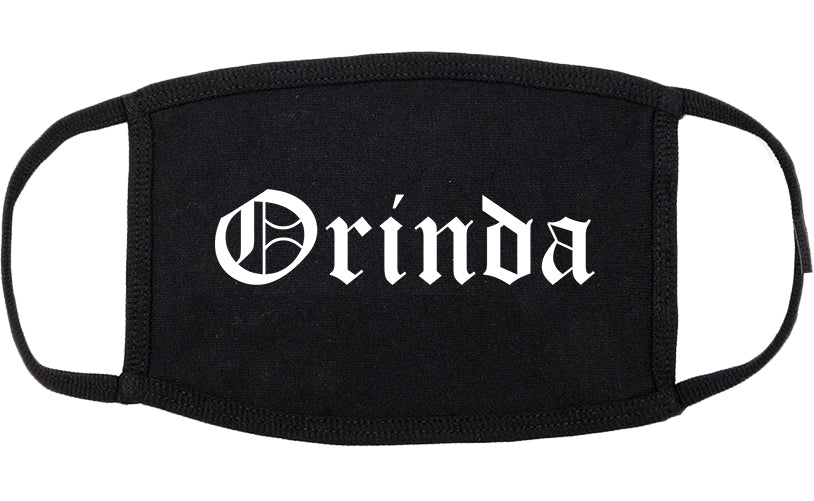 Orinda California CA Old English Cotton Face Mask Black