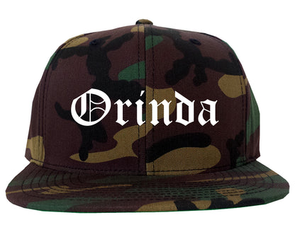 Orinda California CA Old English Mens Snapback Hat Army Camo