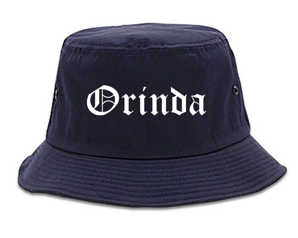 Orinda California CA Old English Mens Bucket Hat Navy Blue