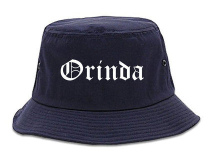 Orinda California CA Old English Mens Bucket Hat Navy Blue