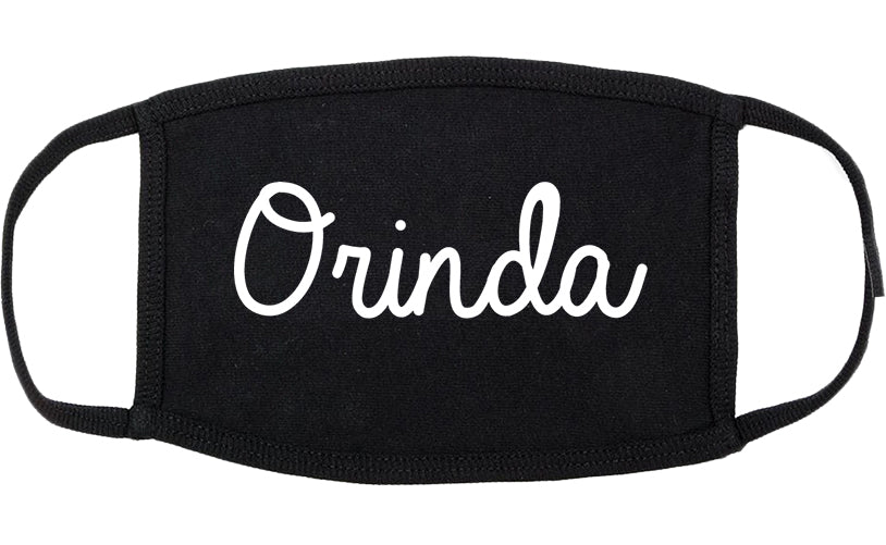 Orinda California CA Script Cotton Face Mask Black
