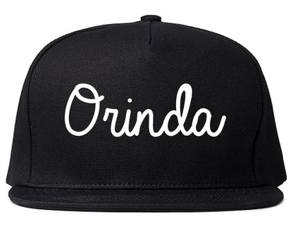 Orinda California CA Script Mens Snapback Hat Black