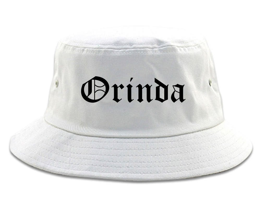 Orinda California CA Old English Mens Bucket Hat White