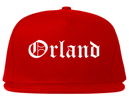 Orland California CA Old English Mens Snapback Hat Red