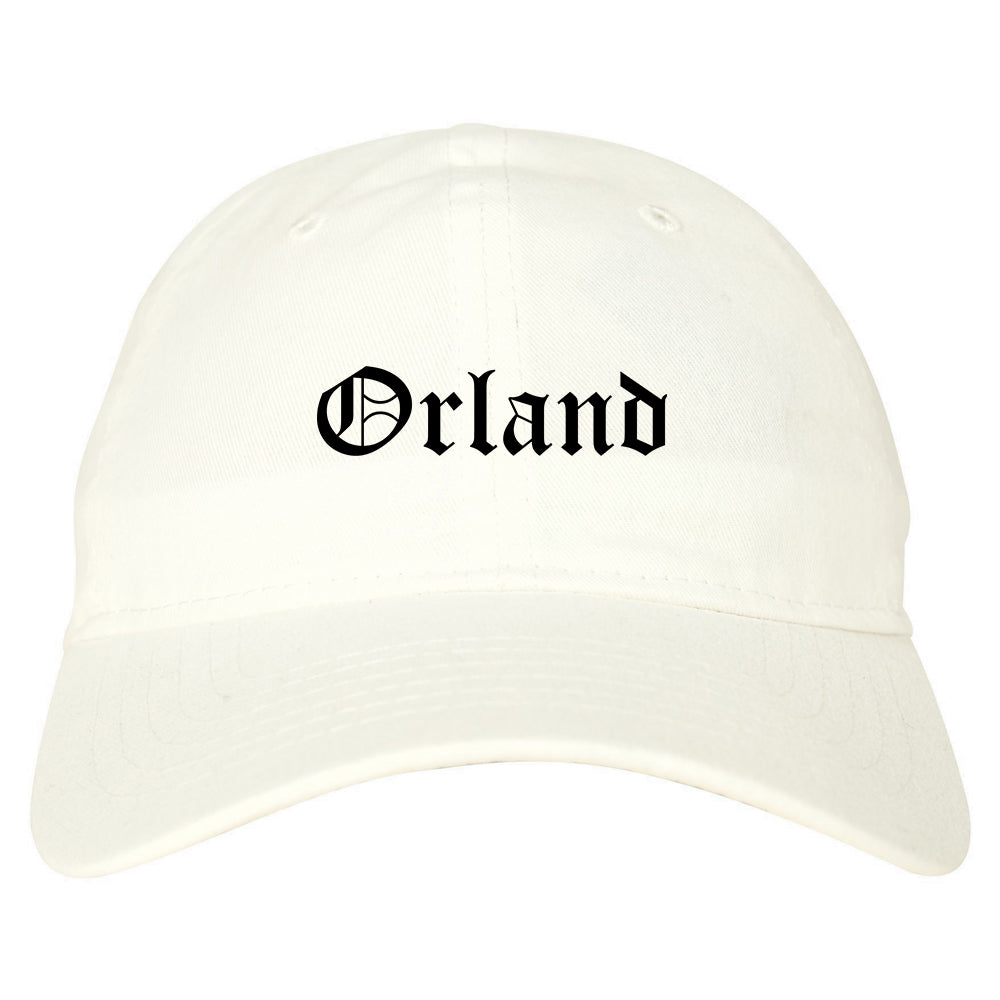 Orland California CA Old English Mens Dad Hat Baseball Cap White