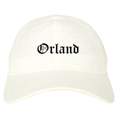 Orland California CA Old English Mens Dad Hat Baseball Cap White