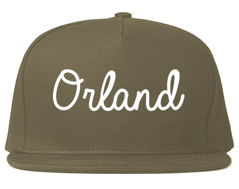 Orland California CA Script Mens Snapback Hat Grey