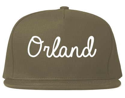 Orland California CA Script Mens Snapback Hat Grey