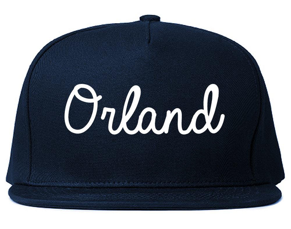 Orland California CA Script Mens Snapback Hat Navy Blue