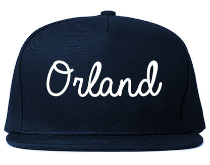 Orland California CA Script Mens Snapback Hat Navy Blue