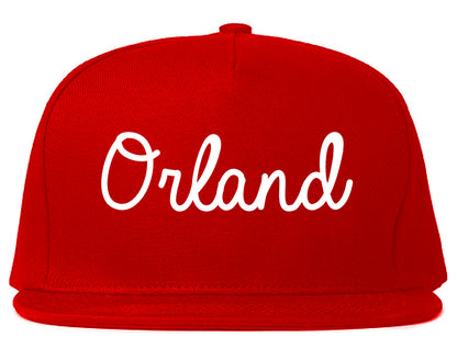 Orland California CA Script Mens Snapback Hat Red