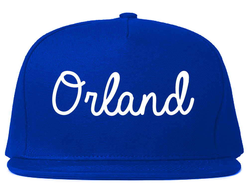 Orland California CA Script Mens Snapback Hat Royal Blue