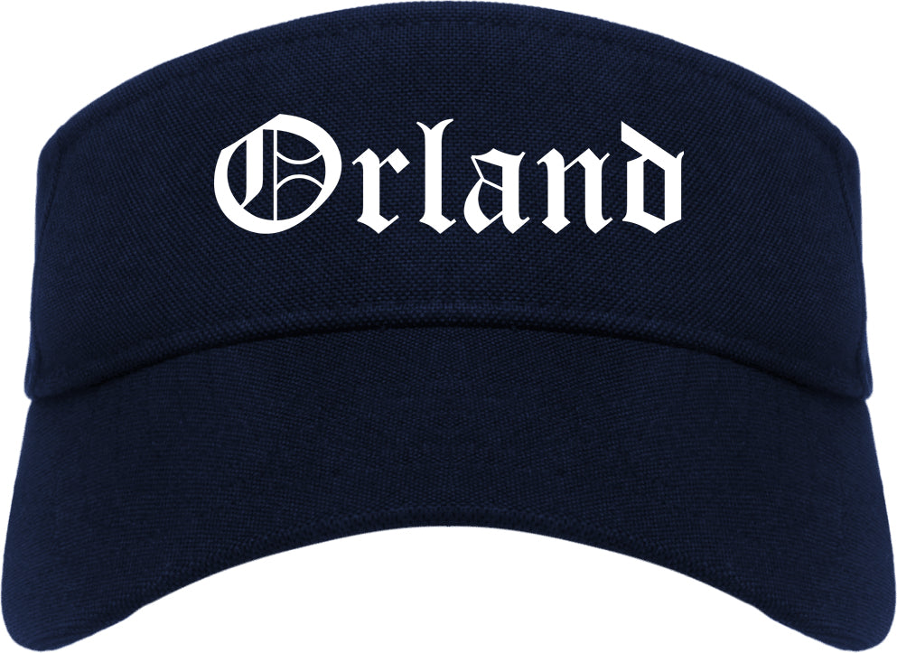 Orland California CA Old English Mens Visor Cap Hat Navy Blue