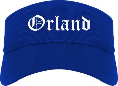 Orland California CA Old English Mens Visor Cap Hat Royal Blue