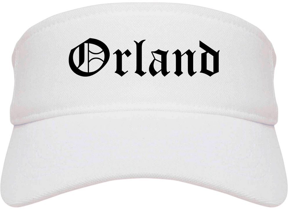 Orland California CA Old English Mens Visor Cap Hat White