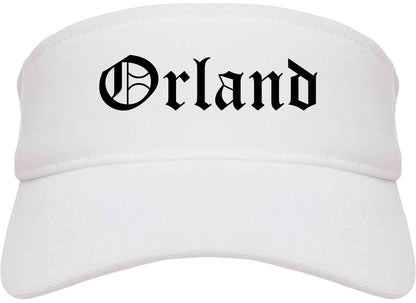 Orland California CA Old English Mens Visor Cap Hat White