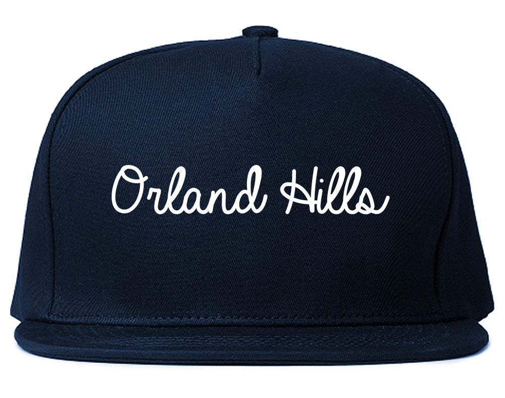 Orland Hills Illinois IL Script Mens Snapback Hat Navy Blue
