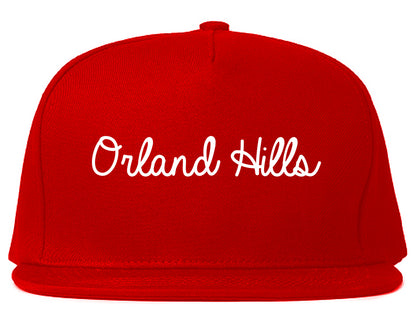 Orland Hills Illinois IL Script Mens Snapback Hat Red