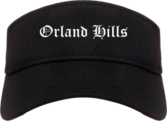 Orland Hills Illinois IL Old English Mens Visor Cap Hat Black
