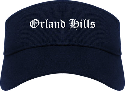 Orland Hills Illinois IL Old English Mens Visor Cap Hat Navy Blue