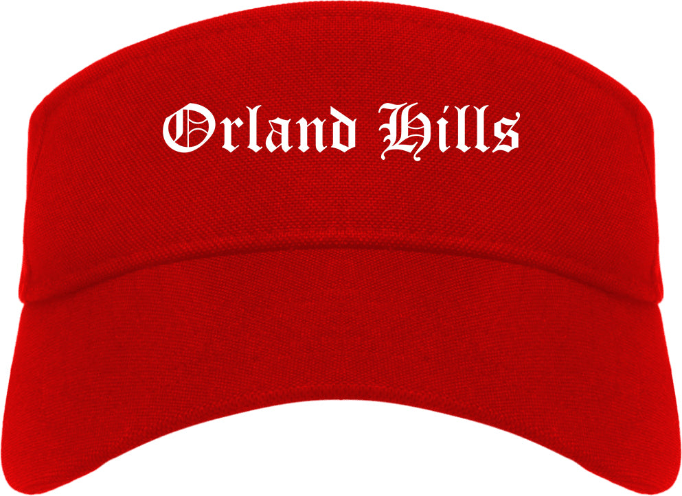 Orland Hills Illinois IL Old English Mens Visor Cap Hat Red