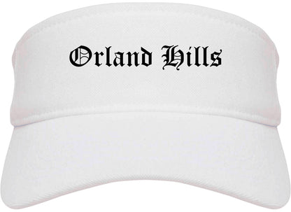 Orland Hills Illinois IL Old English Mens Visor Cap Hat White