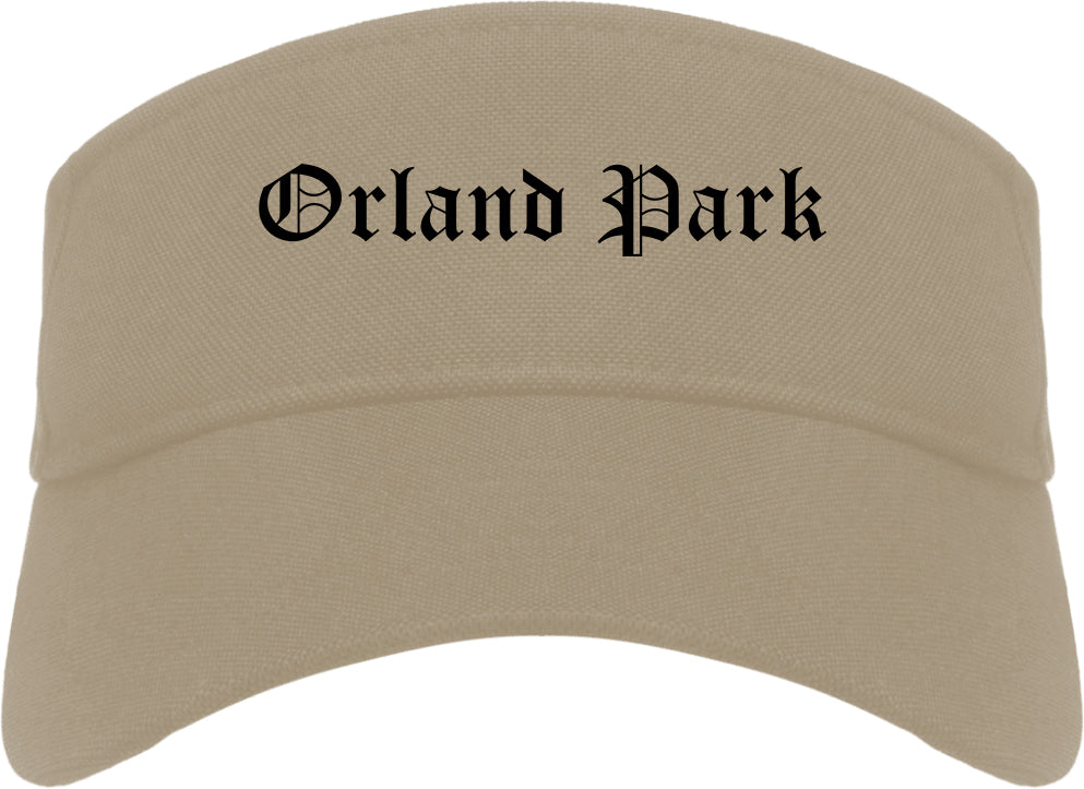 Orland Park Illinois IL Old English Mens Visor Cap Hat Khaki